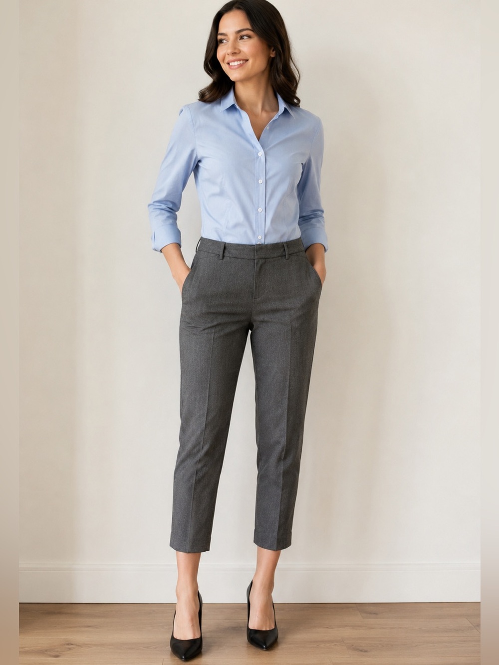 GAP Gray Slim Cropped herringbone pant